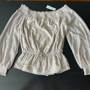 OTS smocked top pink/gold shimmer